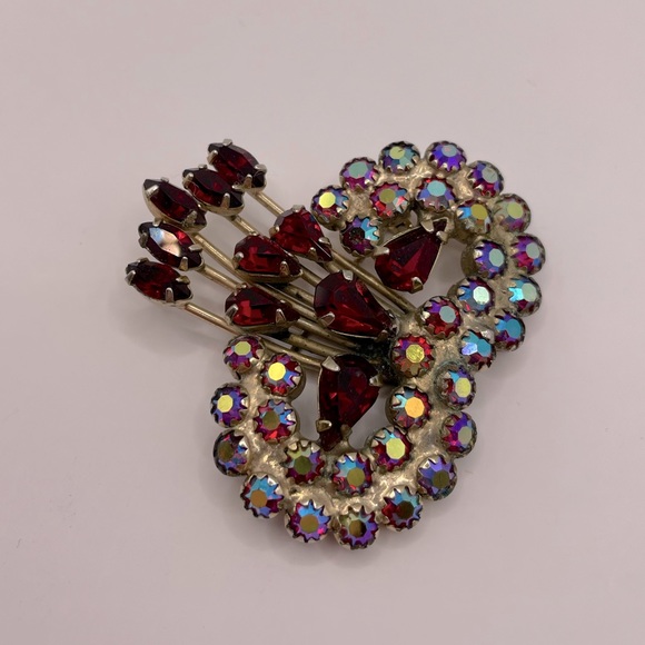 VINTAGE Aurora Borealis Crystal Brooch - Picture 4 of 7